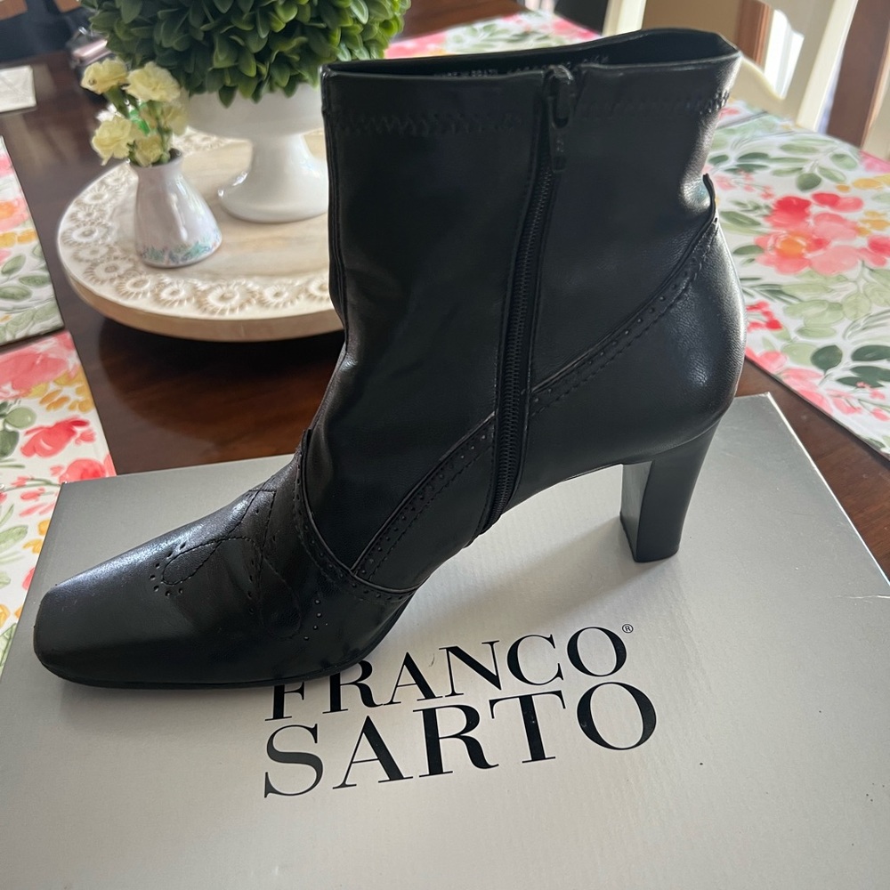 Franco Sarto Sleek Black Heeled Boots